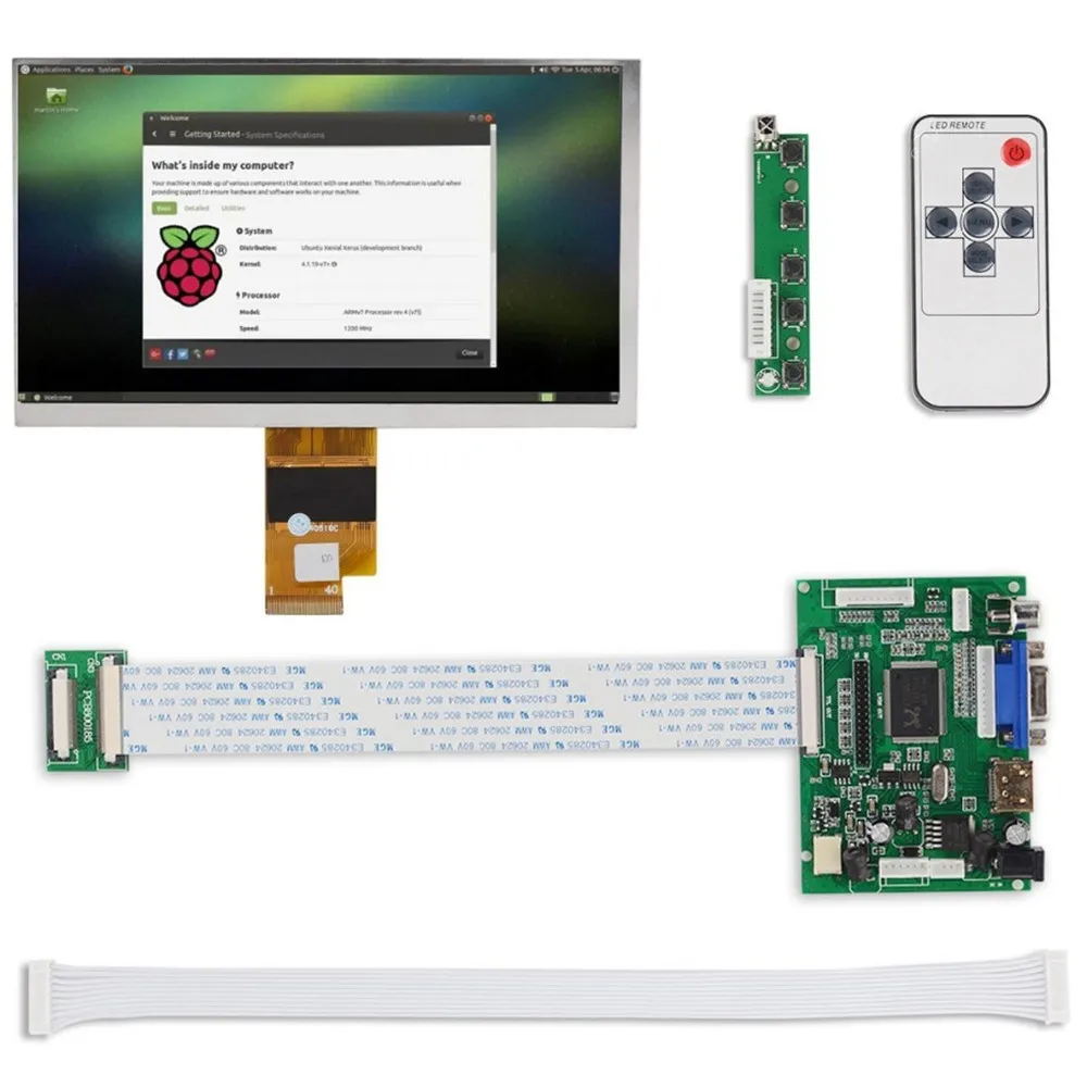 7 Inch EJ070NA-01J HD LCD Display Screen High Resolution Monitor Remote Control Driver Board 2AV HDMI-Compatible VGA