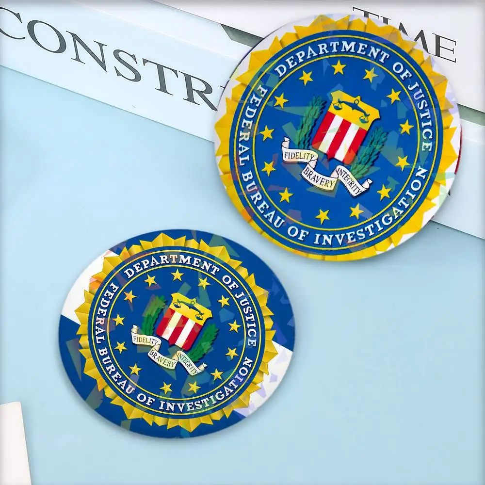 F-Federal Bureau of Investigation FBI Round Laser Badge Brooch Clothes Backpack Accessories Lapel Decoration Gift