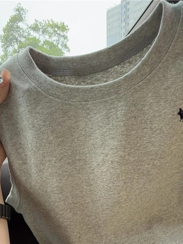 

Женский летний спортивный жилет Slim Fit с вышивкой, универсальный топ без рукавов, базовый слой для ношения под одеждой