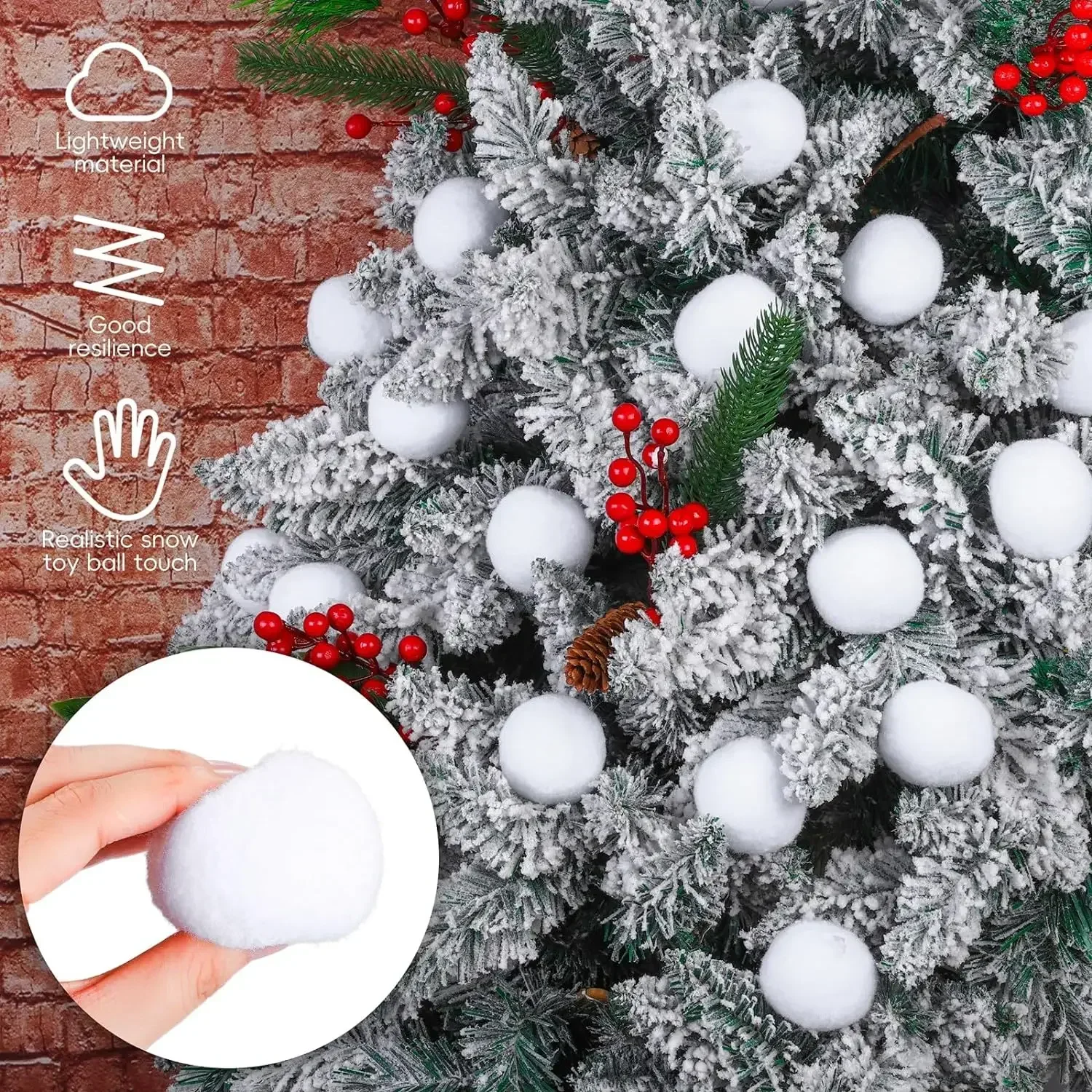 1/3/5/6CM Fake Snow Balls White Fur Pompom Hairball Indoor Realistic Christmas Tree Ornaments DIY Kids Toy Fur Fight Ball Decor