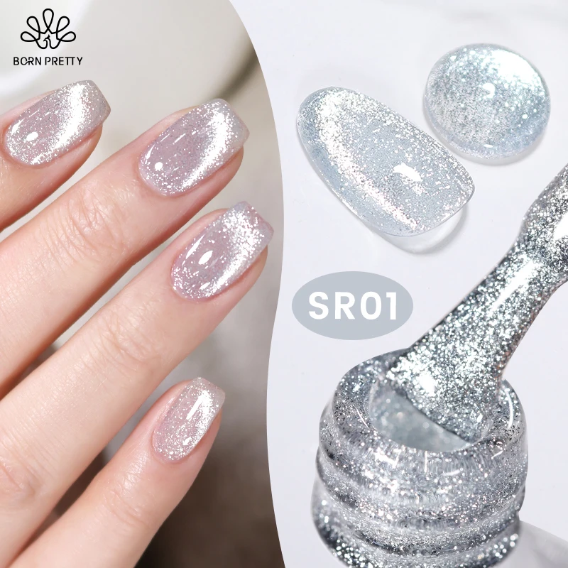 BORN PRETTY Silber Reflektierender Katzen-Magnet-Gel-Nagellack, 10 ml, Lack, semi-permanent, Super-Sparkle, wunderschöne Nagelkunst-Maniküre