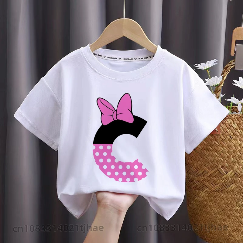 ABC Letters Mouse Baby Tshirts for Girls Birthday T Shirts Kids Party Tops Children Clothes