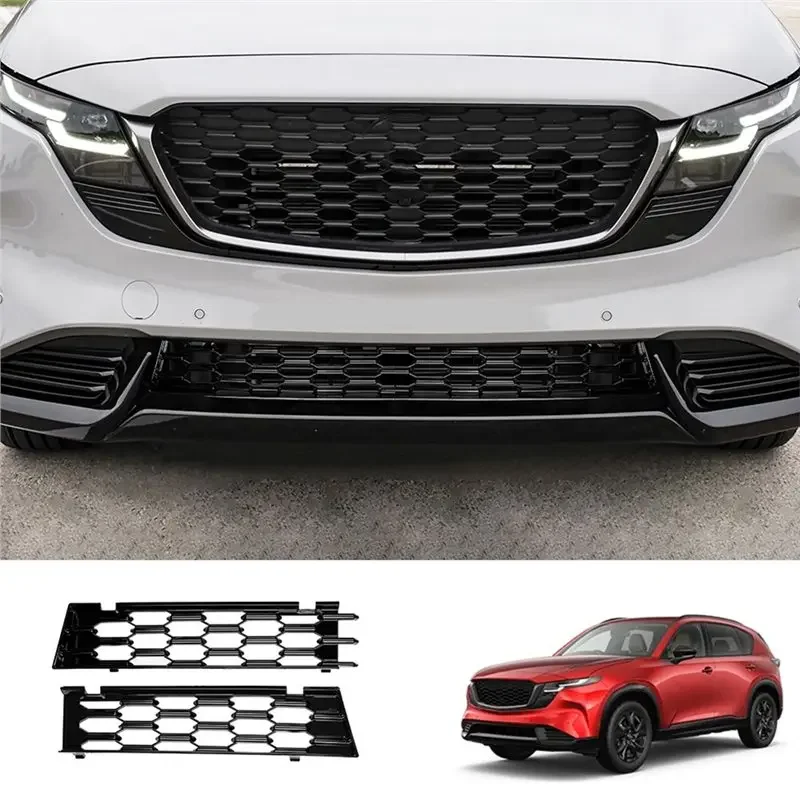2PCS Set Gloss Black Front Bumper Grille Cover For Mazda CX-5 CX5 2026 Car Exterior Accessories
