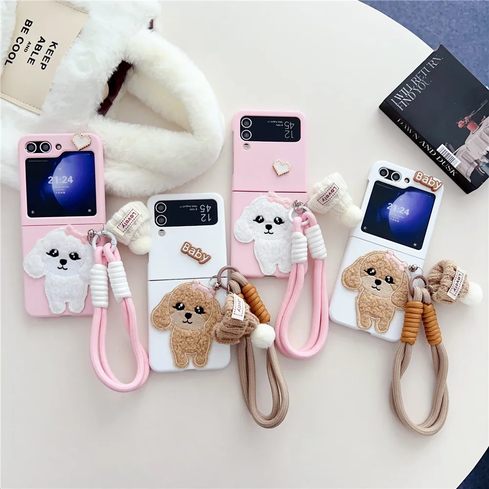 Diy Cute Plush Phone Case For Samsung Galaxy Z Flip 5 4 3 Case OPPO Find N3Flip N2Flip Huawei Pocket2 P50Pocket S VIVO X Flip