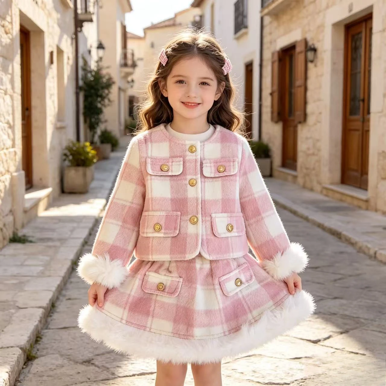 Kids' Sets And Outfits Fall Winter Style 2PCS SETS Cute For Pretty Baby Girl Clothes Girls Clothes Top With Flowy Skirt  345