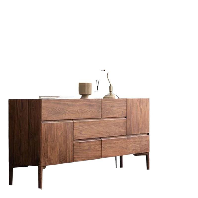 

Black walnut sideboard, living room, light luxury solid wood wine cabinet