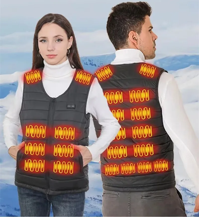 New Men'S Autumn And Winter Outdoor Sports Cold Proof Leisure 22 Zone Intelligent Heating Warm Vest (Excluding Power Bank)