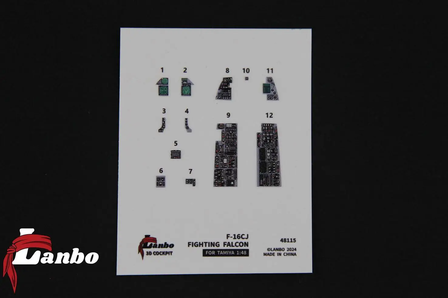 Lanbo 48115 1/48 Scale F-16CJ Fighting Falcon 3D Printed Color Cockpit FOR TAMIYA