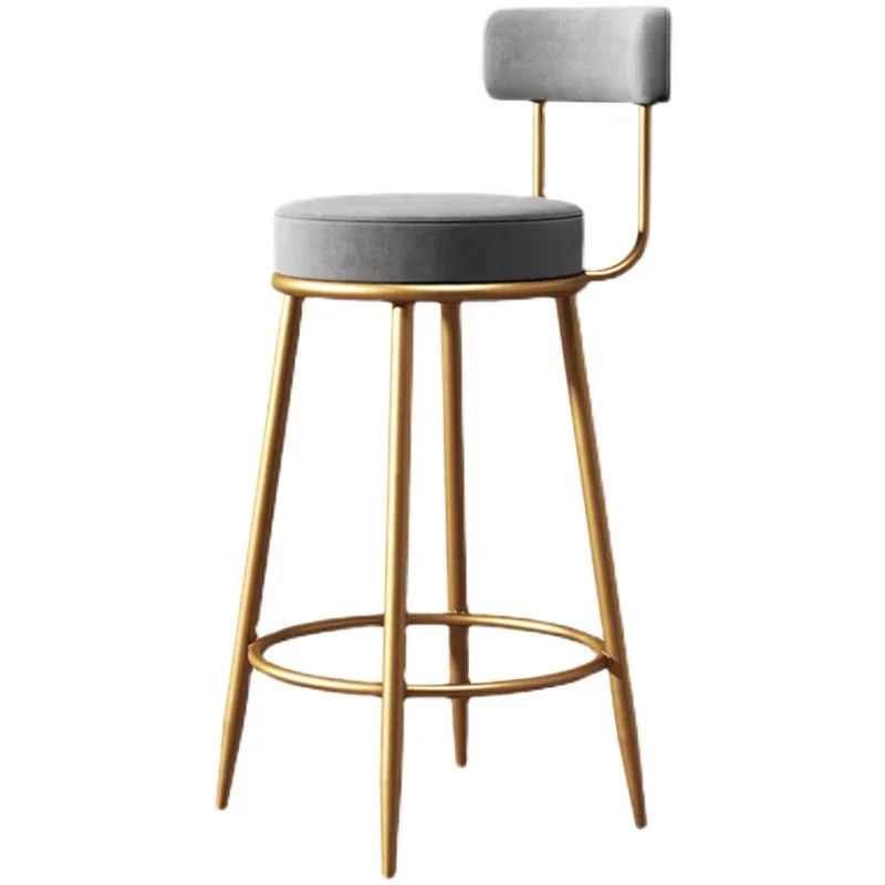 

&c Nordic Luxury High Bar Stool Modern Simple Gold Iron Frame Backrest Vintage Commercial Use Hotels Restaurants Cafes Dining