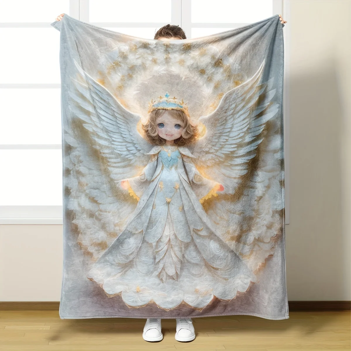 

Anime Angel Print Flannel Blanket Soft And Comfortable Throw Blanket Nap Blanket Travel Sofa Bed Birthday Halloween Gift Blanket