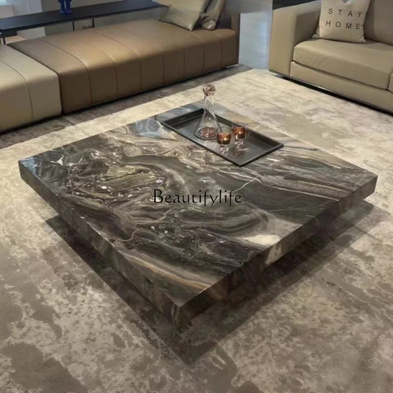 

13Italian minimalist natural marble square coffee table