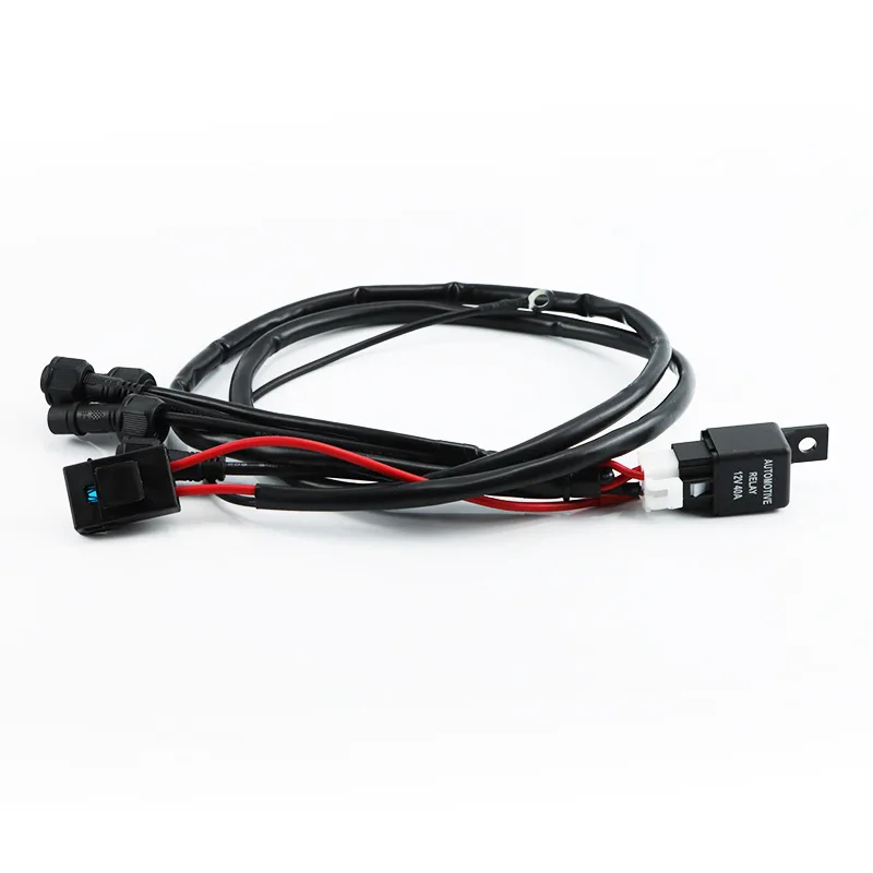 Electric Scooter Headlight Harness 12V/24V,Black With Waterproof Connector & 40A Auto Relay