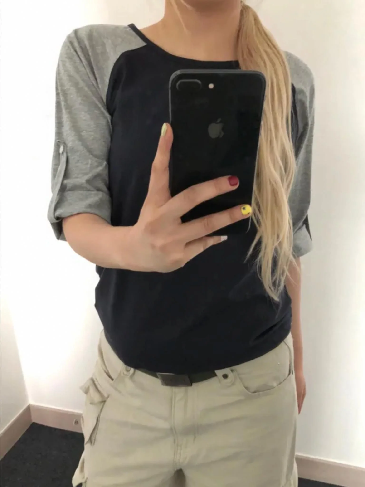2026 New Korean Style Color Block Casual Slim Fit Women's T-Shirt Short Sleeve Button Cuff Seven Points Top for Ladies