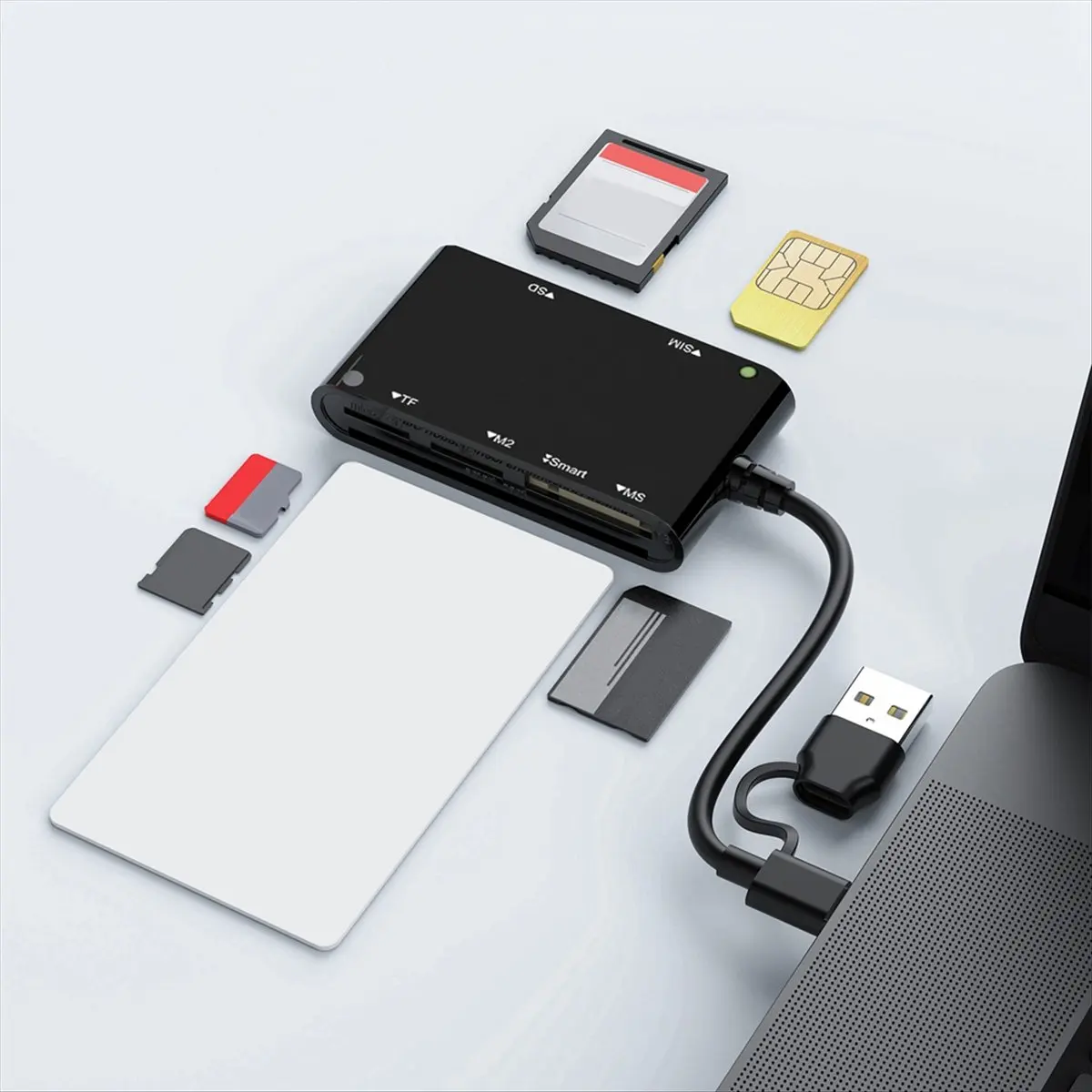 *A99Z USB C USB 3.0 قارئ بطاقات متعدد 6 في 1 ذكي/MS/M2/TF/SIM/SD قارئ بطاقات الصورة Emory Stick Pro Duo محول #2