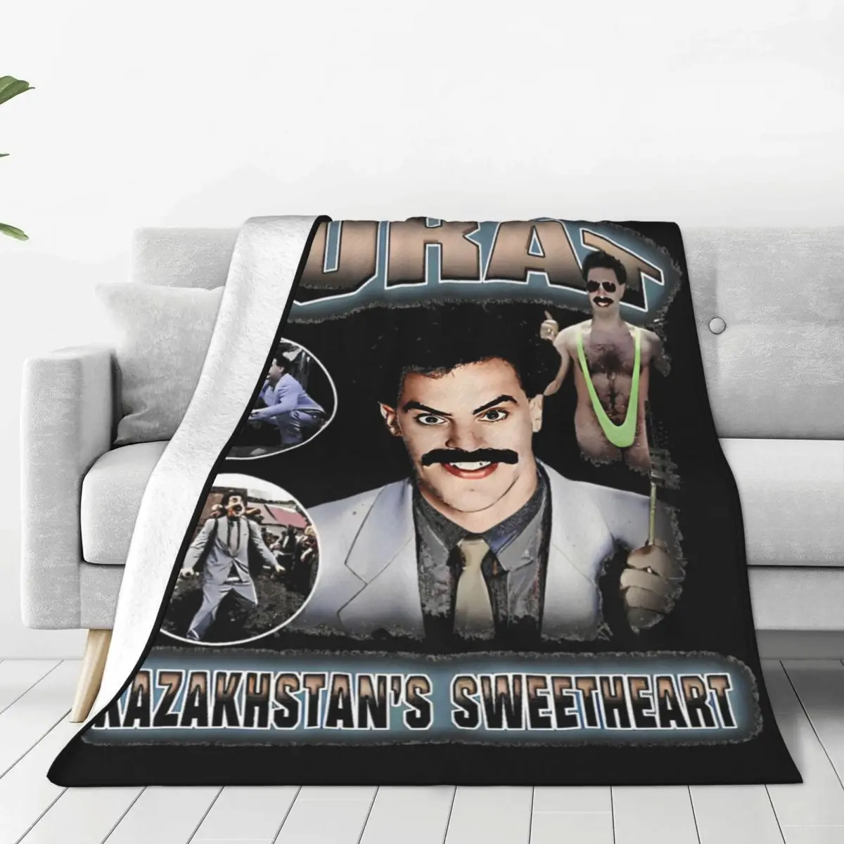 Vintage Borat Bootleg Merchandise Blanket Fleece Bed Funny Movie Throw Blanket Cozy Super Warm for Bedroom Bedding Throws