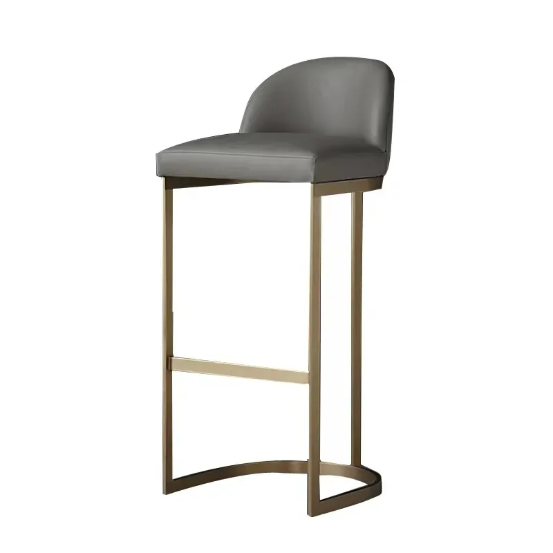 Light luxury gold stainless steel front desk stool, low backrest  chair, restaurant cafe high   chair 5