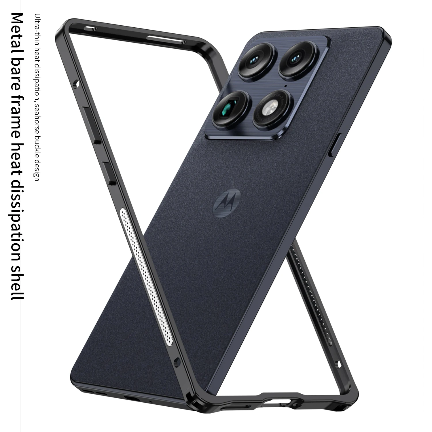Etui na Motorola Signature MOTO X70 Air Pro, luksusowa ramka ze stopu aluminium, odporne na wstrząsy, odczucie nienagryzalnej skóry, do Motorola Edge70