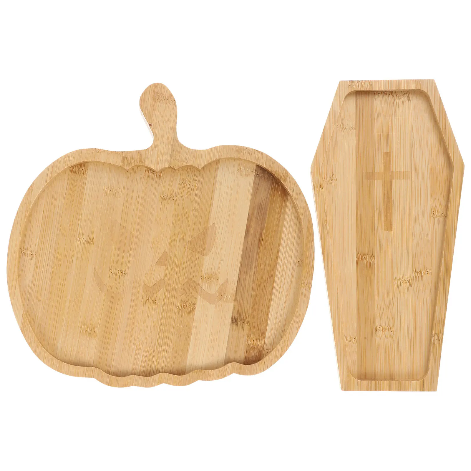 

2Pcs Pumpkin Shaped Tray Multifunctional Wooden Fruit Dessert Snack Display Holder Serving Tray Food Serving Plate