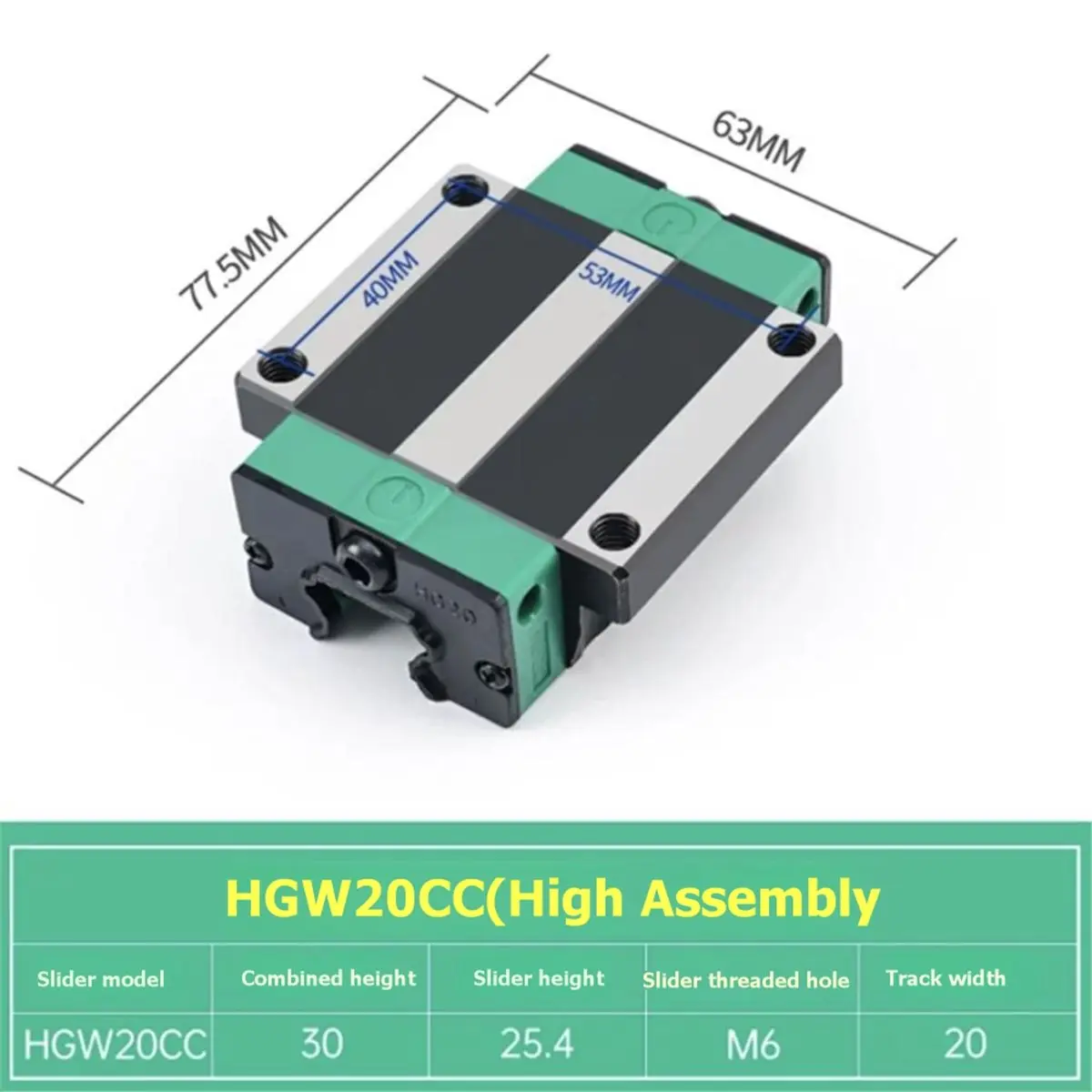 618 Mega Sale 4pcs HGW20CC Linear Slider Bearing HGH20CA Square Bearing Slider Block for HGR20 High Assembly CNC Linear Guide