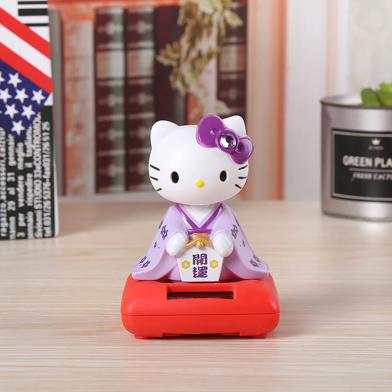 Kawaii Sanrio Hello Kitty Car Solar Slug Desktop Home Decoration Accessories Car Dashboard Ornament Kids Charm Hobby Toys Gift