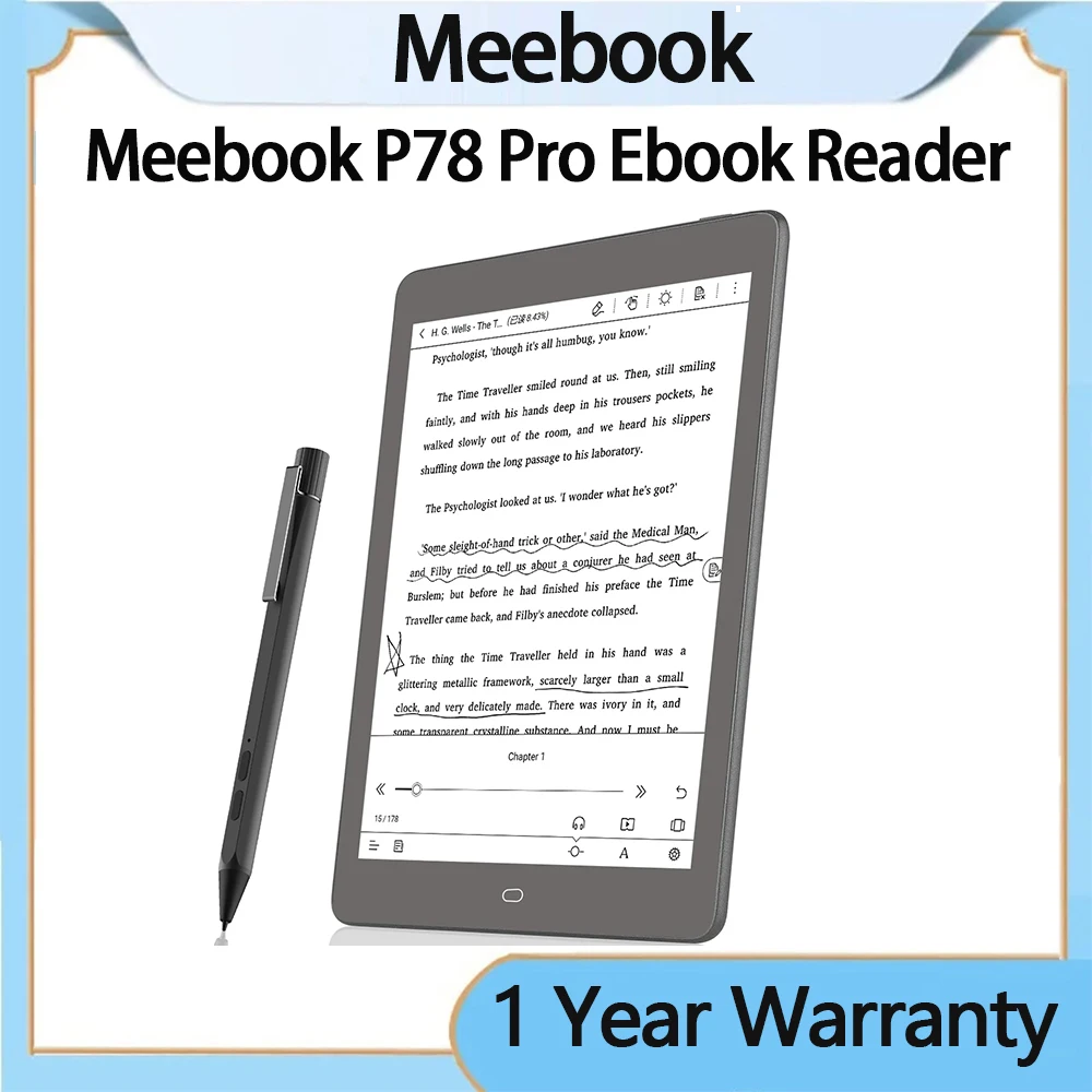 Original Meebook P78 Pro EBook Reader 7.8 Inch Screen Android Ereader 3G 32GB Android 11 with SD Card Dual Front End and WiFi