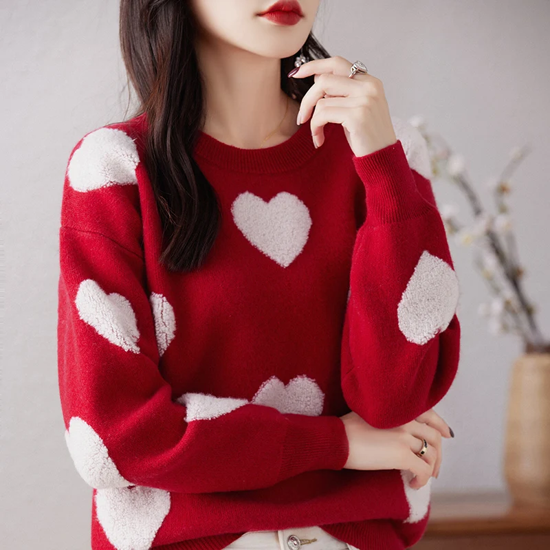 2023 Autumn and Winter New Women\'s Sweater 100% Wool Cashmere Sweater O-Neck Knitted Pullover Korean Fashion Soft Women\'s Top