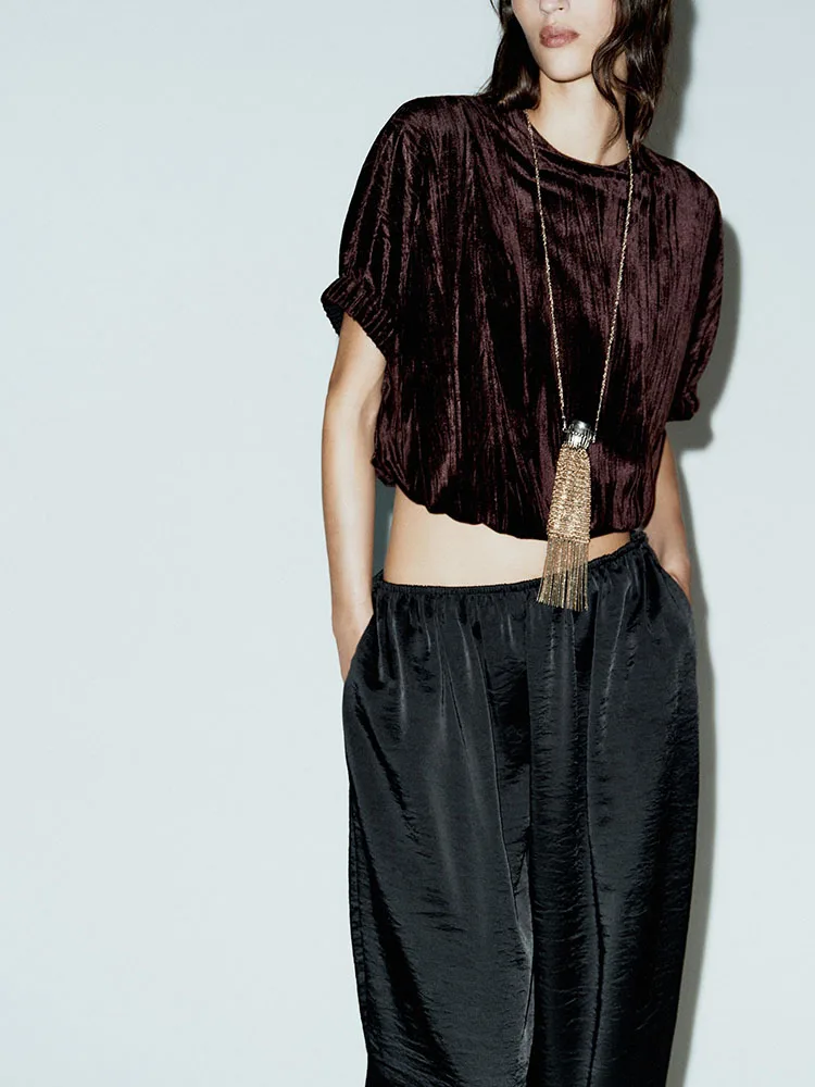 Inverno 2025 novo feminino ort sve redondo ne balão sle topo ele sweetn faionable traje de palco étnico