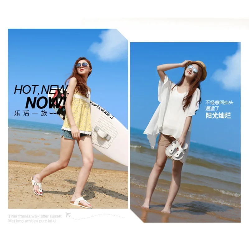 2023 Women Men Summer Fashion Cork Sandals Beach Gladiator Buckle Strap Sandals Shoes women Flat Casual Beach Sandals Size 35-45