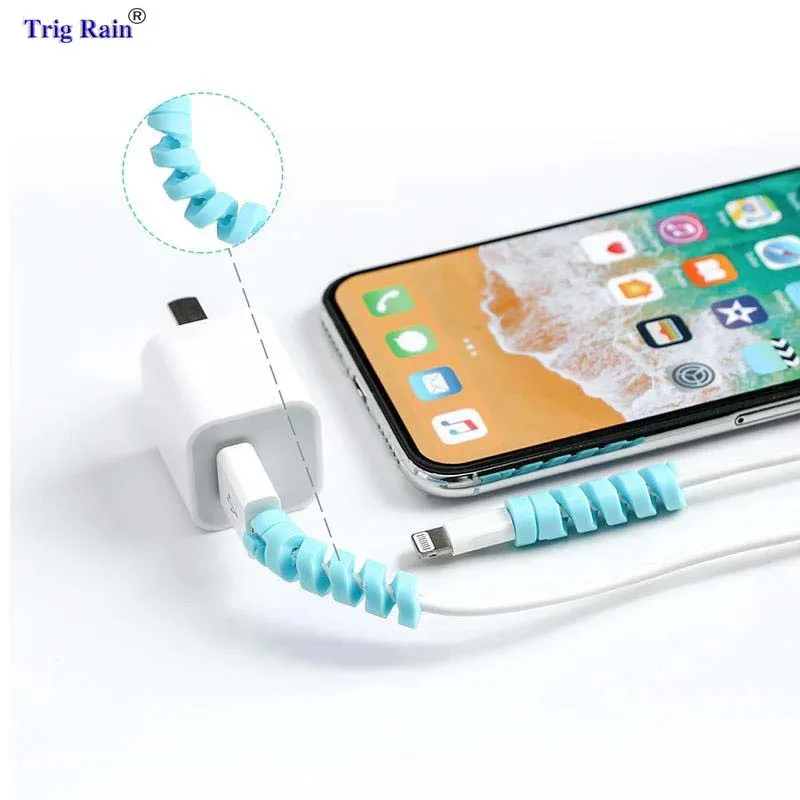 Cable protector Data Line Silicone Spiral Bobbin winder Protective For iphone Samsung Android USB Charging earphone Case Cover