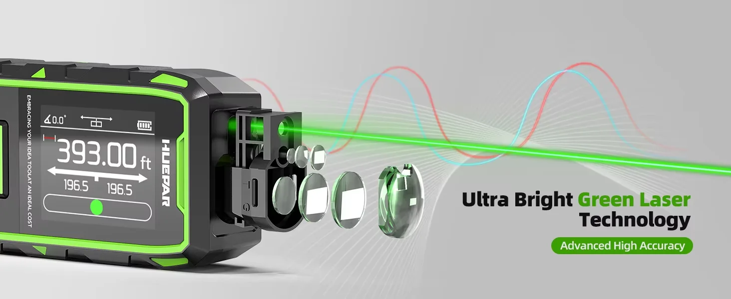 Premium Products 2026 Huepar Li-ion Battery Tpye-c Charge BLM-60G 393Ft  Green  Laser Level Distance Meter 120m