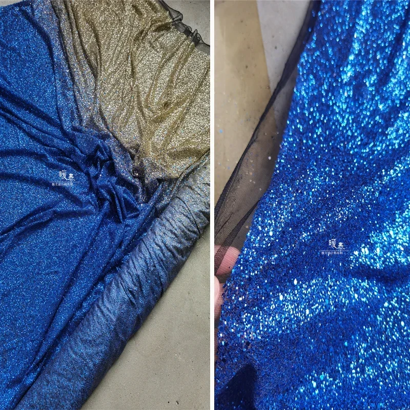 Sequin Mesh Fabric for Diy Sewing Gradient Stage Background Decoration Dress Skirt Fabrics Wholesale Cloth Per Meters