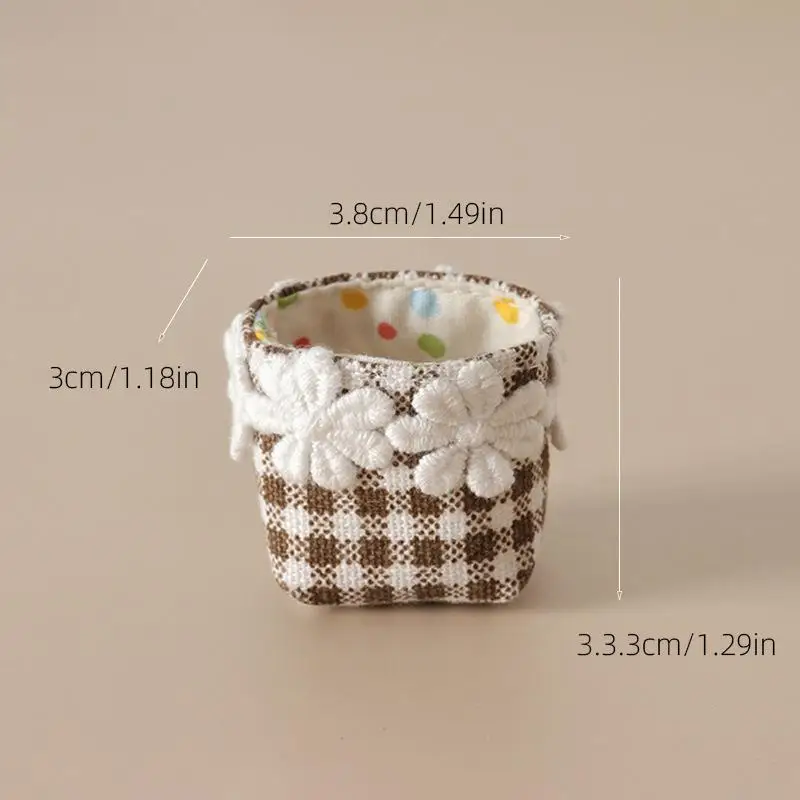 1/12 Dollhouse Mini Fabric Storage Basket Model Dollhouse Furniture Decoration Dolls House Home Scene Ornament Pretend Play Toys