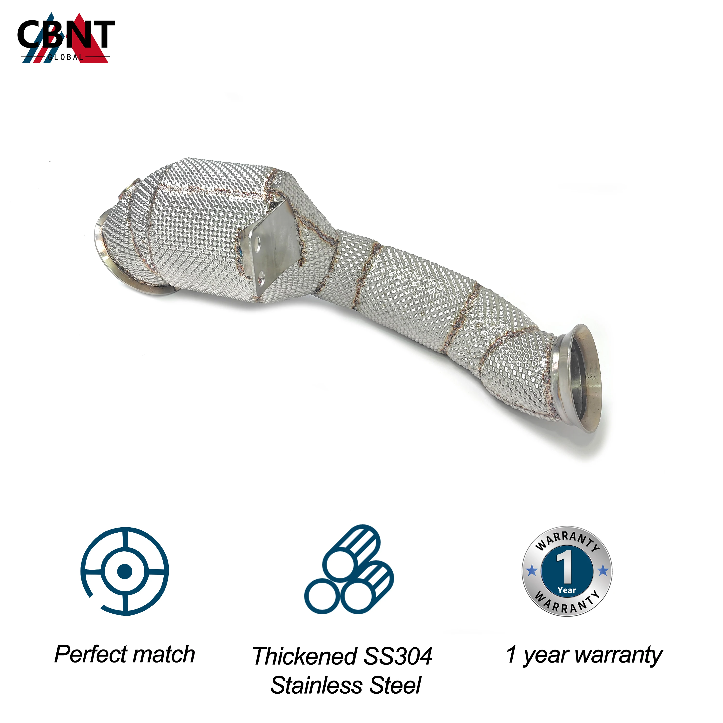CBNT Exhaust Headers Catted/Catless Downpipe Exhaust-pipe for Mercedes-Benz W205 C200 C250 C300 2015-2022 (Right Hand Drive)