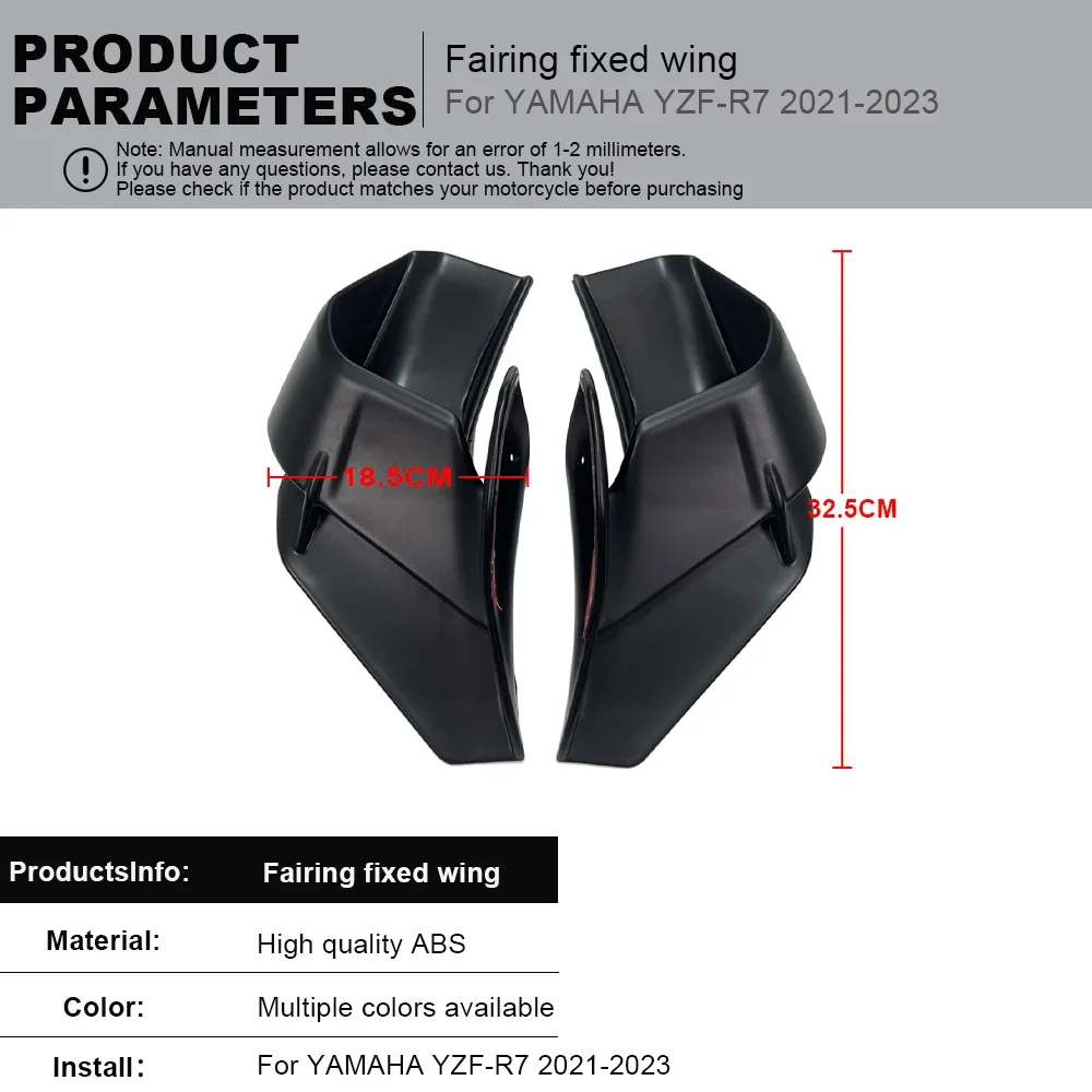 

Motorcycle Fixed Wing Spoiler Suitable For Yamaha YZF-R7 R7 2021 2022 2023 aerodynamic Fixed Wing Side Cover YZF R7