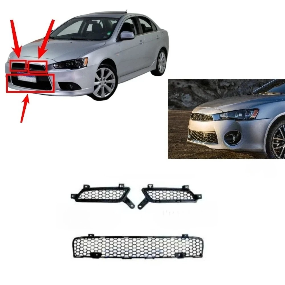 3 Pcs Front Bumper Nets Up and Down for Lancer Sport 7450A305 7450A306 Front Bumper Frame for Lancer Gt CY00 Accessories