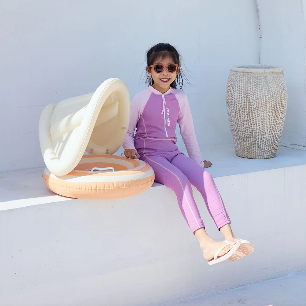 1/2PC Babyzwemring Opblaasbare zwemring met afneembaar zonnescherm Lekvrij strand Peuters Zwembadvlotter voor zomerzwembadfeest