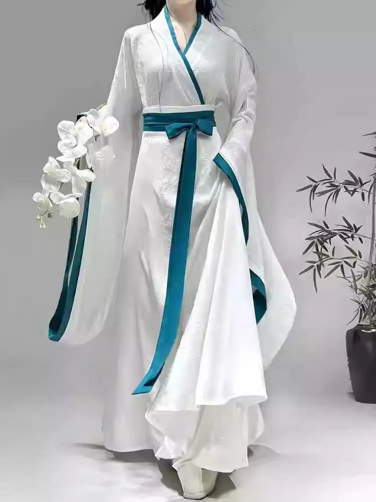 

Новинка 2026: Ханьфу в стиле Южных и Северных династий, модель как у Цзю Цзинъи, с перекрестным воротником и широкими рукавами, древнекитайский костюм