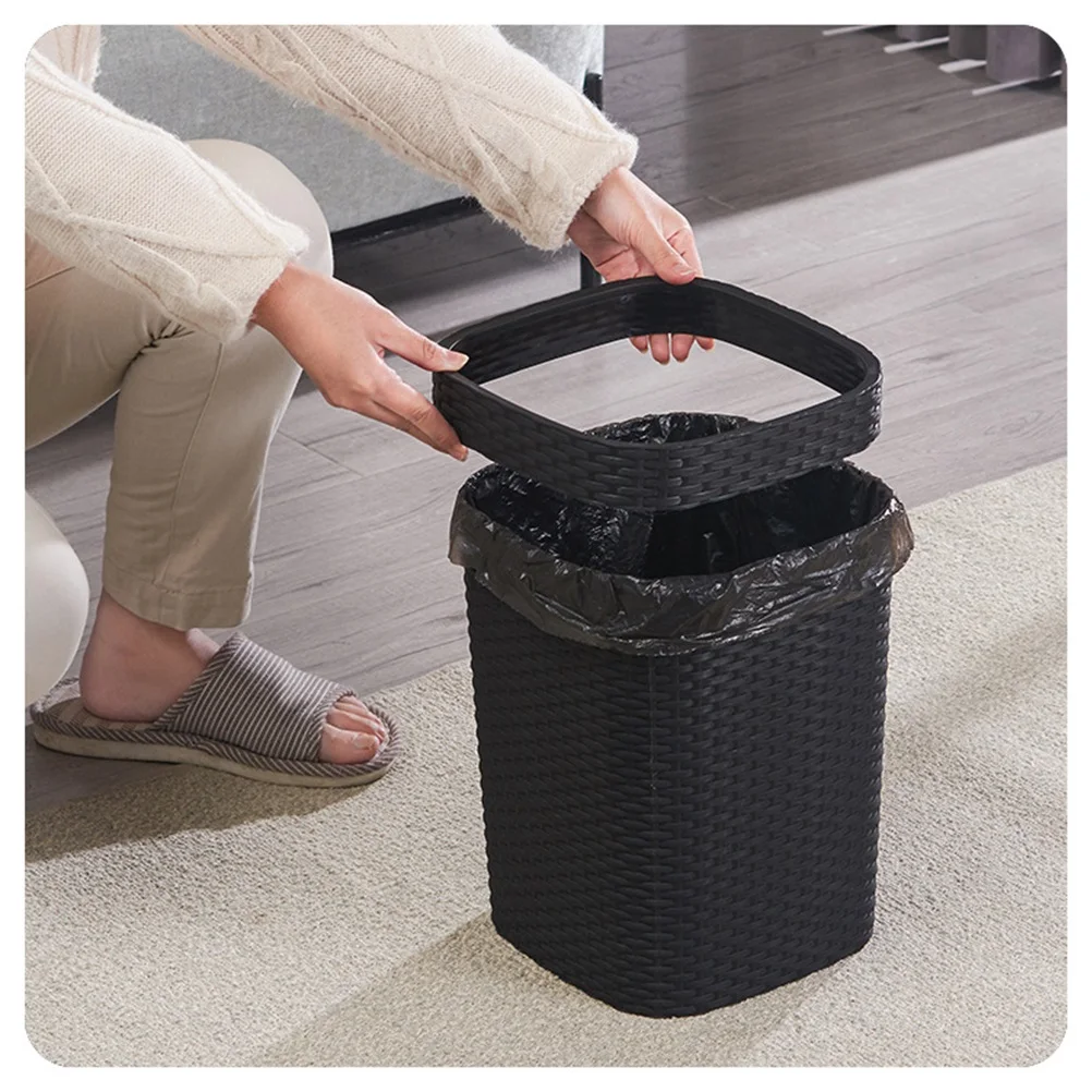 

Simple Style Large Capacity Plastic Garbage Can Household Trash Container Waste Paper Basket Bathroom Bedroom Home