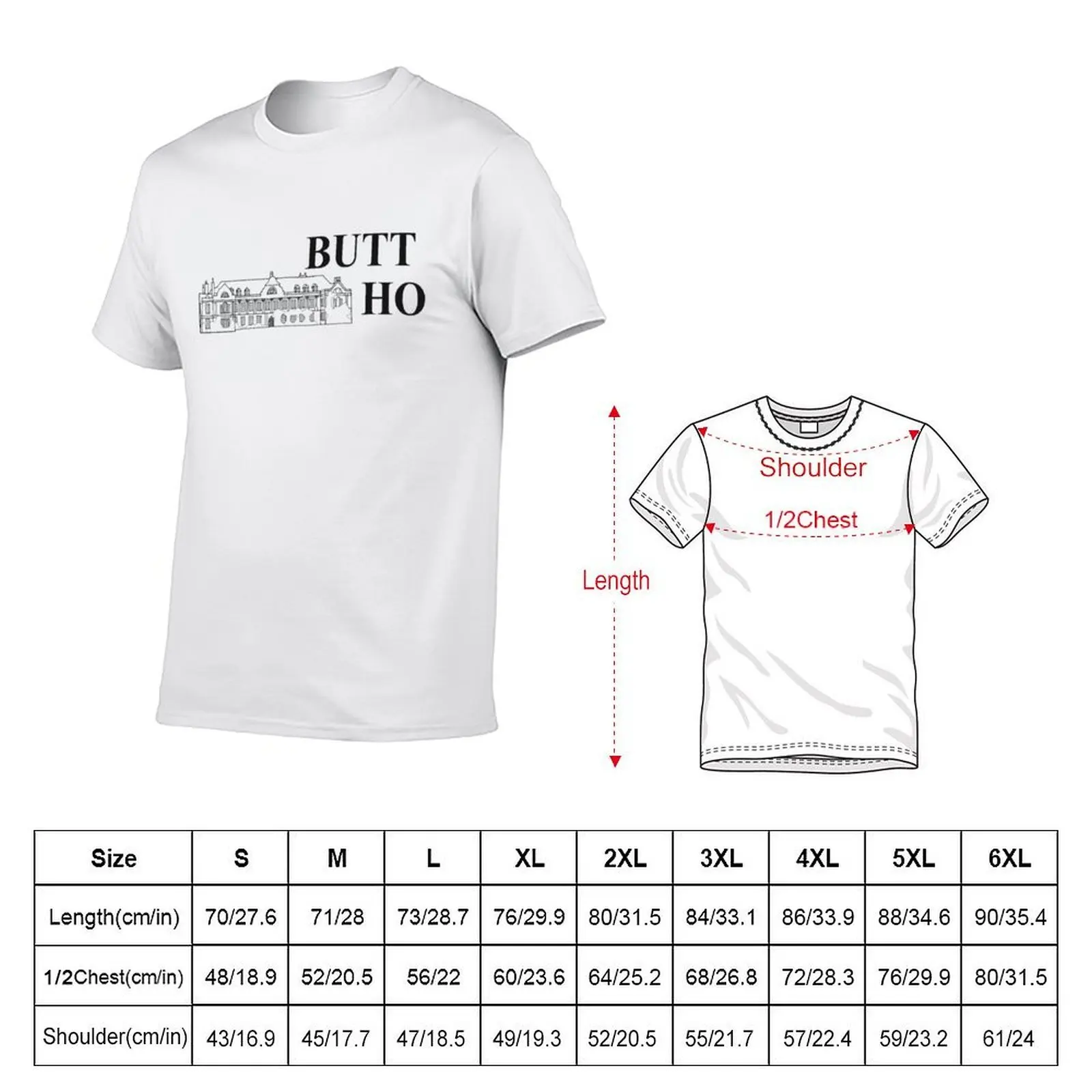 BUTT HO - تي شيرت Button House تي شيرت مضحك تي شيرت قطني أنيمي تي شيرت كبير الحجم