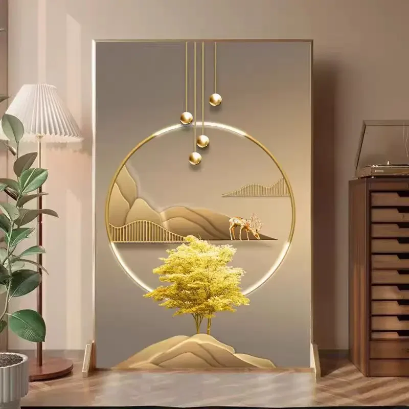 Aluminum alloy modern simple home screen partition living room bedroom entrance study occlusion movable seat screen