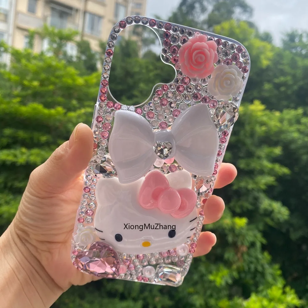 Sanrio Hello Kitty Luxus Glitzer Diamant Strass Bling Hülle für iPhone 17 16 18 Pro Max 15 Plus 13 12 14 Handy Rückseiten-Cover – Detail 2
