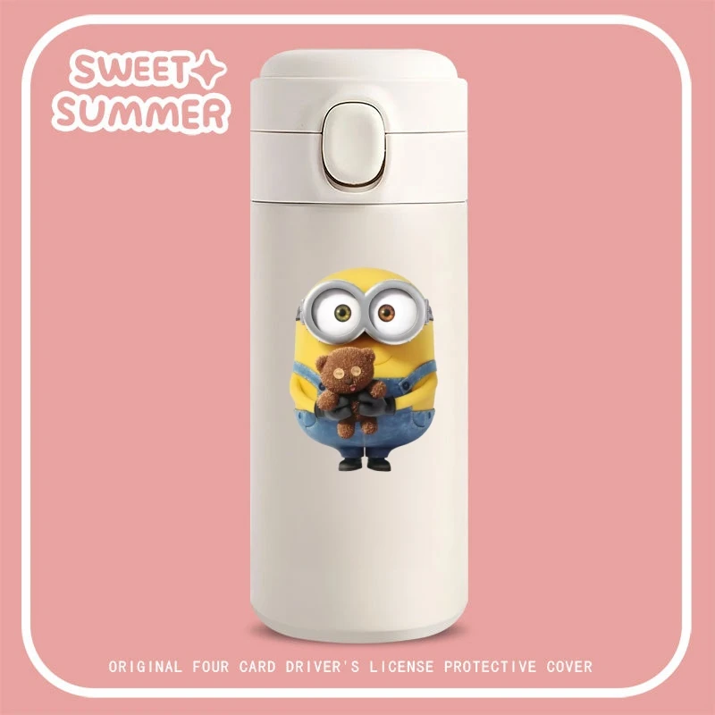 480Ml Anime Minions Thermos Cup Cartoon Cute Student Fashion Large Capacity Portable Water Bottle Kawaii Birthday Gifts Kids