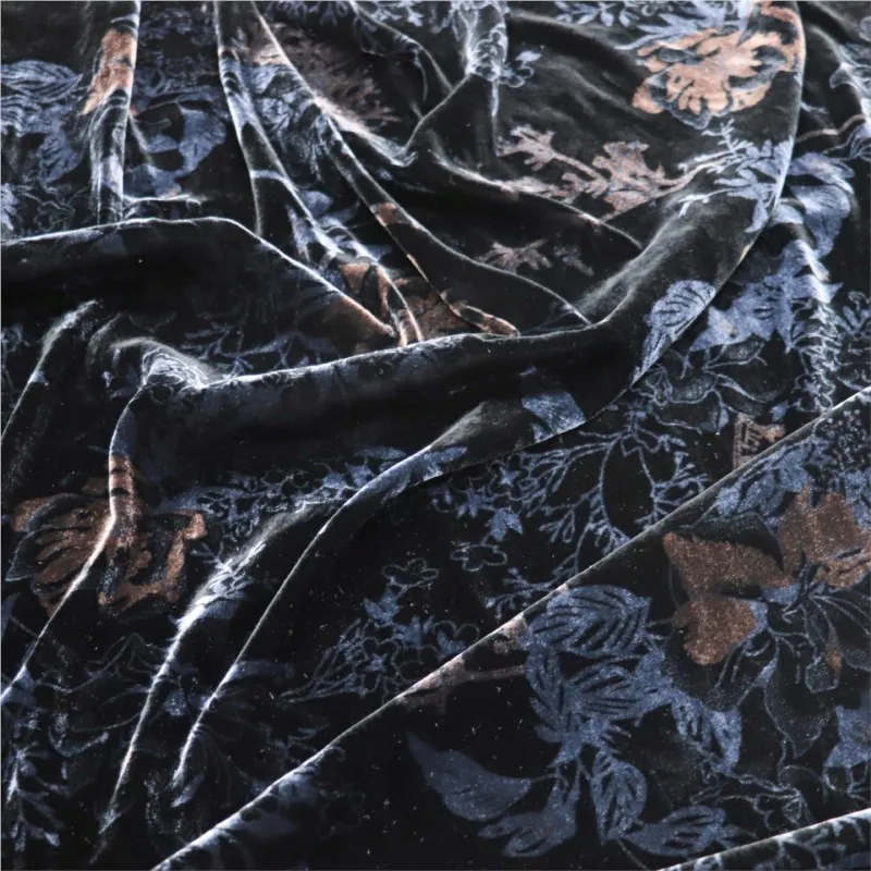 Woven embroidered velvet brocade viscose printed and embossed fabric nightgown dress cheongsam