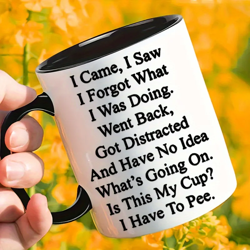 1pc Funny I Came I Saw Printed Coffee Cup 11oz Ceramic Home Tea Cup Gift For Birthday Christmas Mother Father's Day