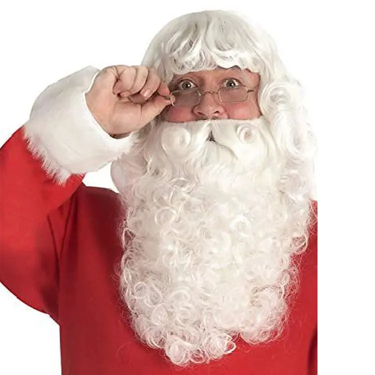 Synthetic White Long Beard Wig Costume Hair for Christmas Party Halloween Cosplay Santa Old Man Woman Grandpa Grandma