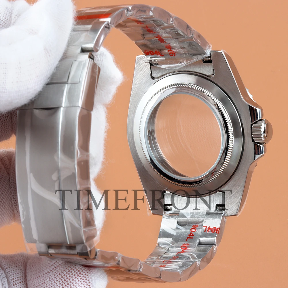 NH35 40mm Sliver Watch Case Oyster Bracelet For SUB GMT YACHT-MASTER NH34 NH35 NH36 NH38 Movement 28.5mm Dial Sapphire Glass