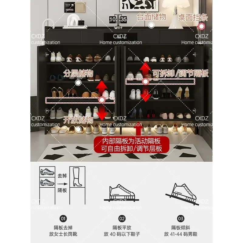 Light Luxury Disinfection Shoe Cabinet Solid Wood Ecological Board Drying Sterilizing Deodorizing Entrance Storage for Home
