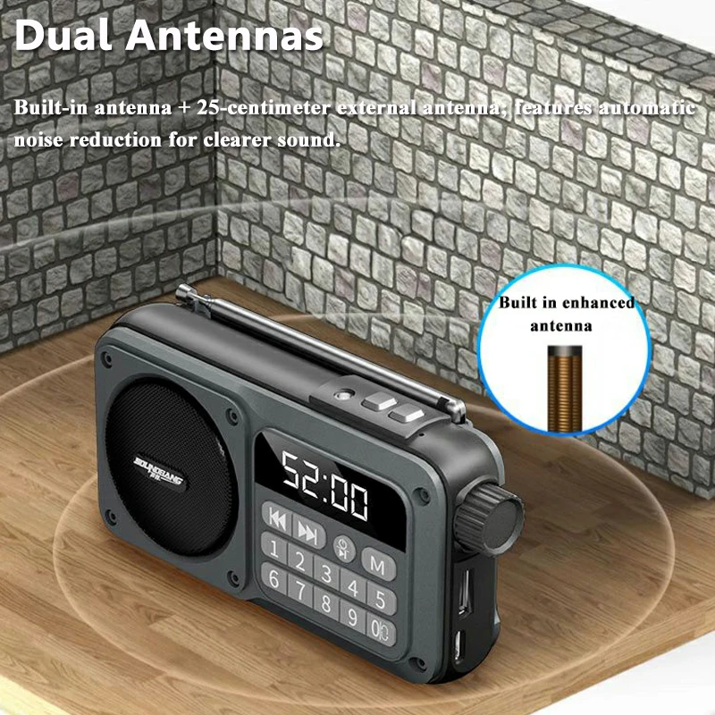 Mini Pocket FM Radio Portable Digital Radios Receiver Wireless Bluetooth Speaker with HD Screen Support TF Card USB 3.5mm Headse