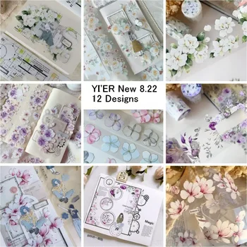 Ausrüstung, Geometrie, Text, Pfingstrose, Jasmin, Rose, Mädchentagebuch, Tagebuch, Scrapbooking, Collage Washi PET-Klebebandrolle