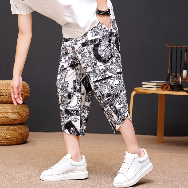 

Мужские повседневные брюки из ледяного шелка, летние, тонкие, свободные, модные, удобные, дышащие, из полиэстеровой смеси